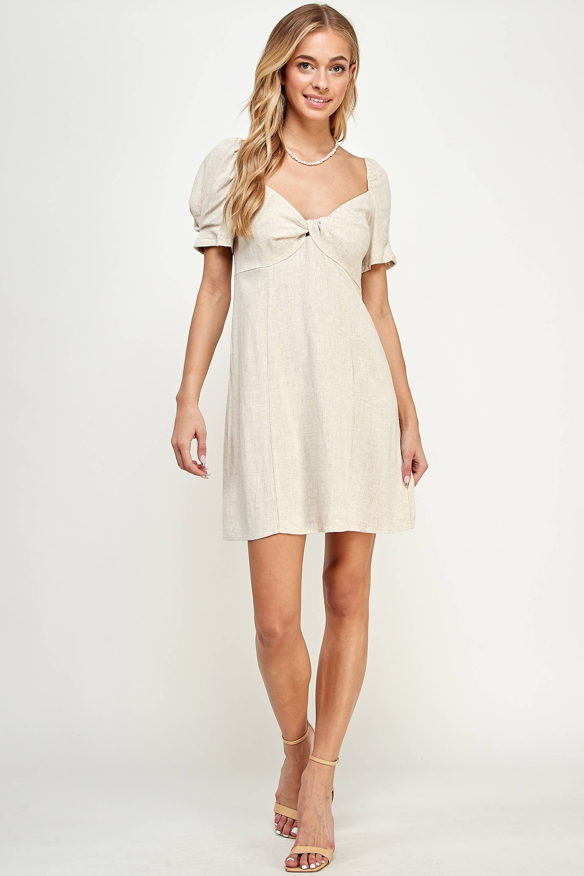 Linen Twist Front Dress